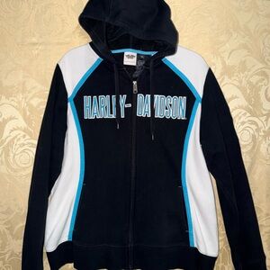 Harley-Davidson Black Hoodie with Blue Accents